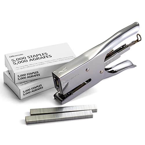 Modern Officemate Classic Plier Stapler Bundle with 10,000 Staples, Metal, for Daily Use