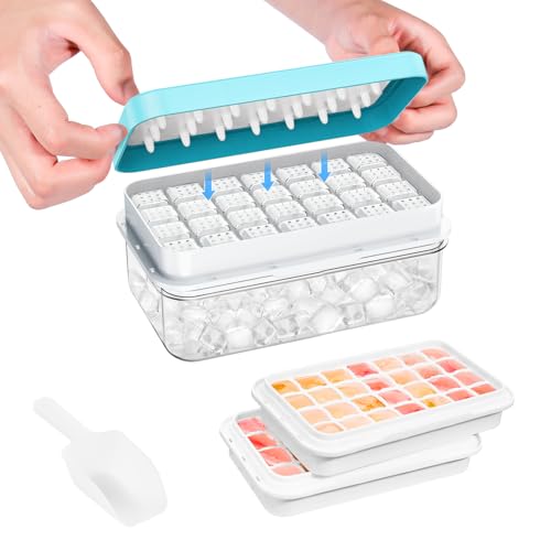Eco-Friendly Ice Cube Tray with Lid and Bin, PHINOX 56 pcs for Daily Use