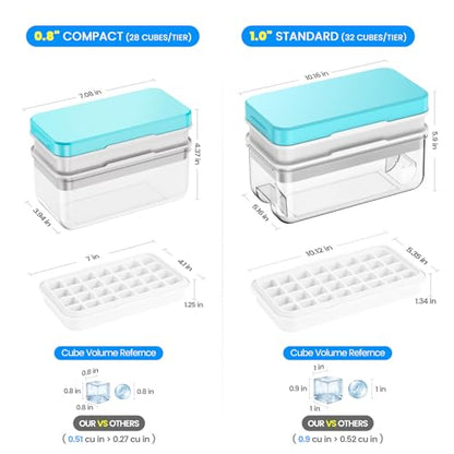 Eco-Friendly Ice Cube Tray with Lid and Bin, PHINOX 56 pcs for Daily Use